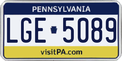 PA license plate LGE5089