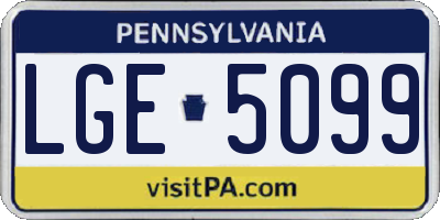 PA license plate LGE5099