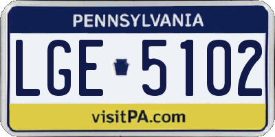 PA license plate LGE5102