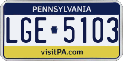 PA license plate LGE5103