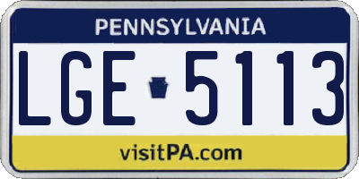 PA license plate LGE5113