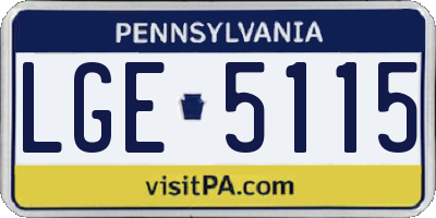 PA license plate LGE5115