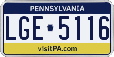 PA license plate LGE5116
