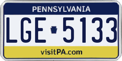 PA license plate LGE5133