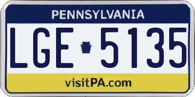 PA license plate LGE5135