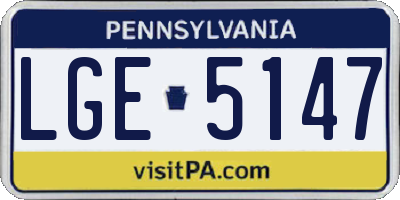 PA license plate LGE5147