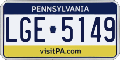 PA license plate LGE5149