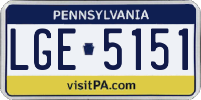 PA license plate LGE5151