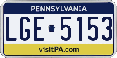 PA license plate LGE5153