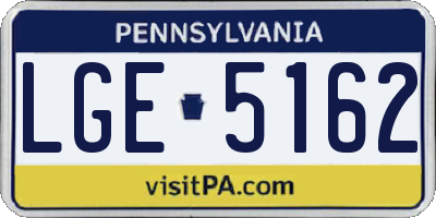 PA license plate LGE5162