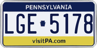 PA license plate LGE5178