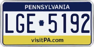 PA license plate LGE5192