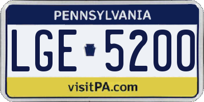PA license plate LGE5200