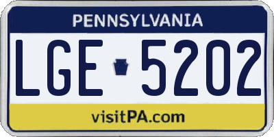 PA license plate LGE5202