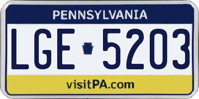 PA license plate LGE5203