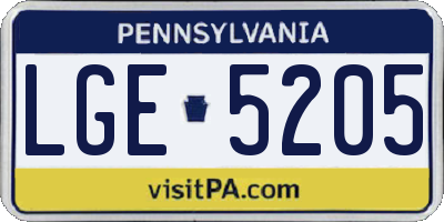 PA license plate LGE5205
