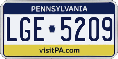 PA license plate LGE5209