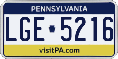 PA license plate LGE5216