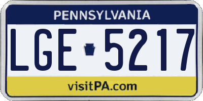 PA license plate LGE5217