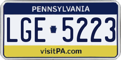 PA license plate LGE5223