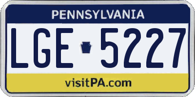 PA license plate LGE5227