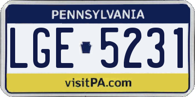 PA license plate LGE5231