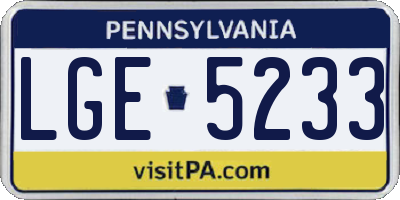 PA license plate LGE5233