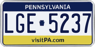 PA license plate LGE5237