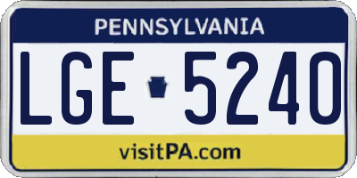 PA license plate LGE5240