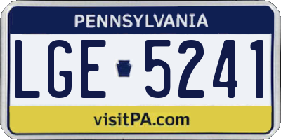 PA license plate LGE5241
