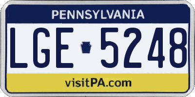 PA license plate LGE5248