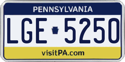 PA license plate LGE5250