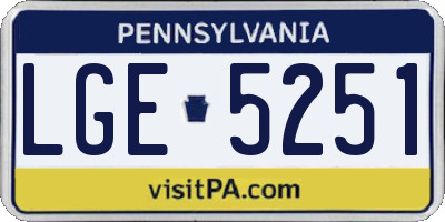 PA license plate LGE5251