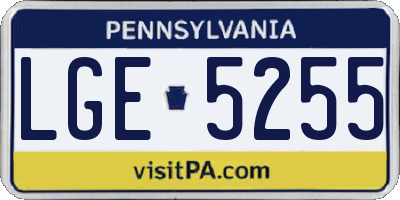 PA license plate LGE5255