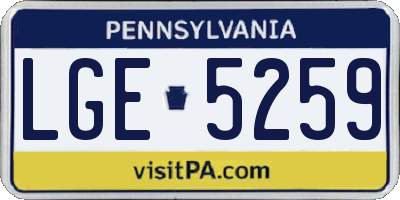 PA license plate LGE5259