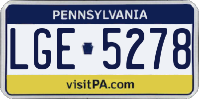 PA license plate LGE5278