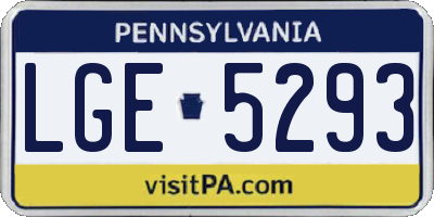 PA license plate LGE5293