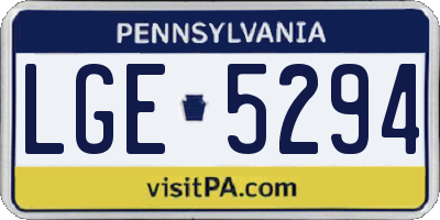 PA license plate LGE5294