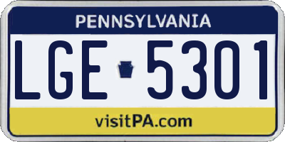 PA license plate LGE5301