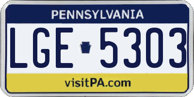 PA license plate LGE5303
