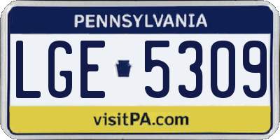 PA license plate LGE5309