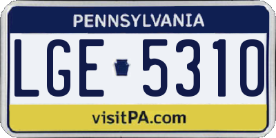 PA license plate LGE5310