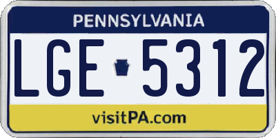 PA license plate LGE5312