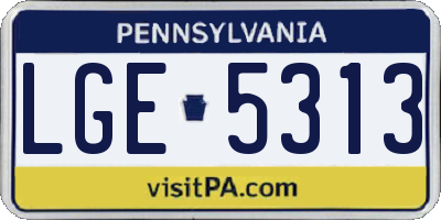 PA license plate LGE5313