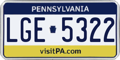 PA license plate LGE5322