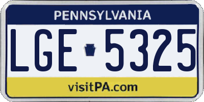 PA license plate LGE5325