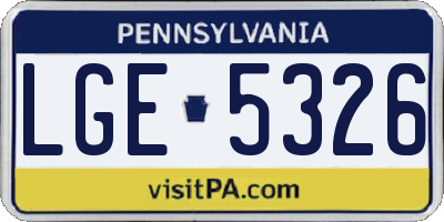 PA license plate LGE5326