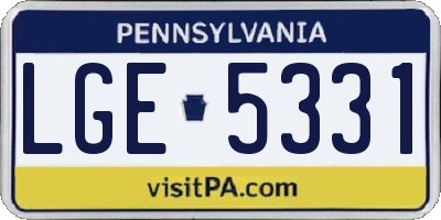 PA license plate LGE5331