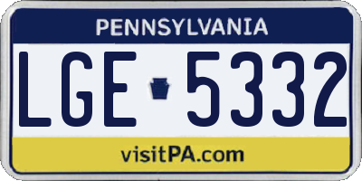 PA license plate LGE5332