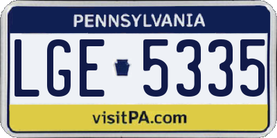 PA license plate LGE5335